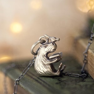 Captivated Capybara Necklace, Completely Handmade Capybara Jewelry in Sterling Silver, Bronze, 14k Gold / Capybara Pendant / Capybara Charm