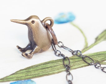 Kiwi Necklace!! Handmade Kiwi Charm in Silver, 14k Gold, or Bronze! / Kiwi Pendant/ Kiwi Jewelry/ Kiwi Gift