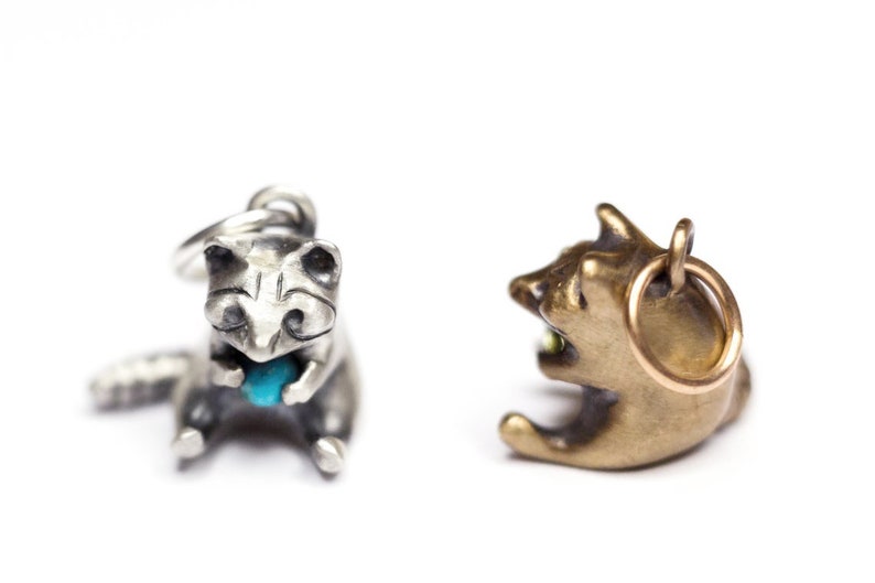 Greedy Raccoon Necklace Handmade in Solid Sterling Silver, Gold, or Bronze / Raccoon Pendant / Raccoon Charm / Trash Panda Necklace image 3