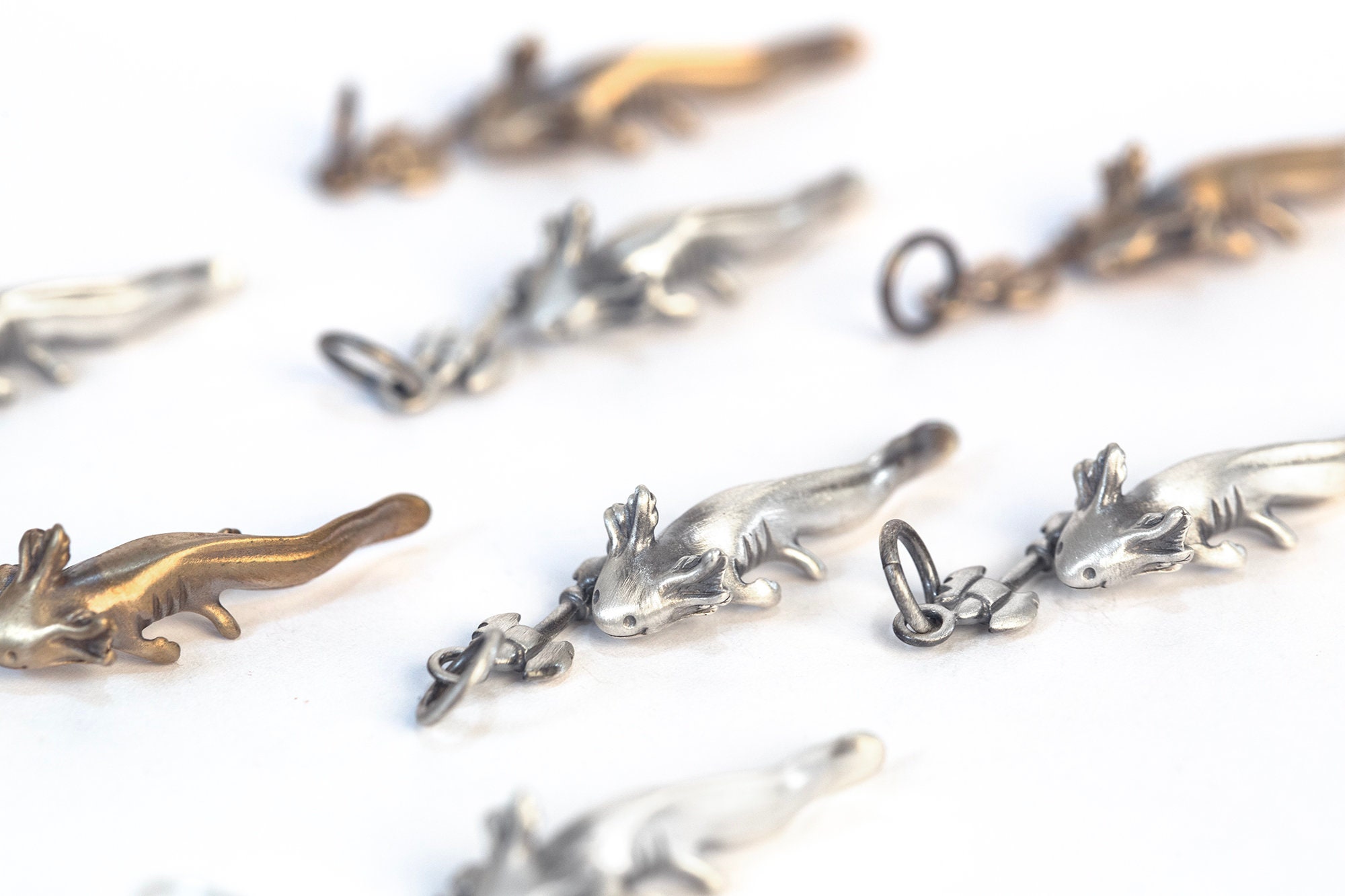 PROESS Collana Axolotl In Argento 925 Con Agata Muschiata - Ciondolo Animale, Regalo Per Lei