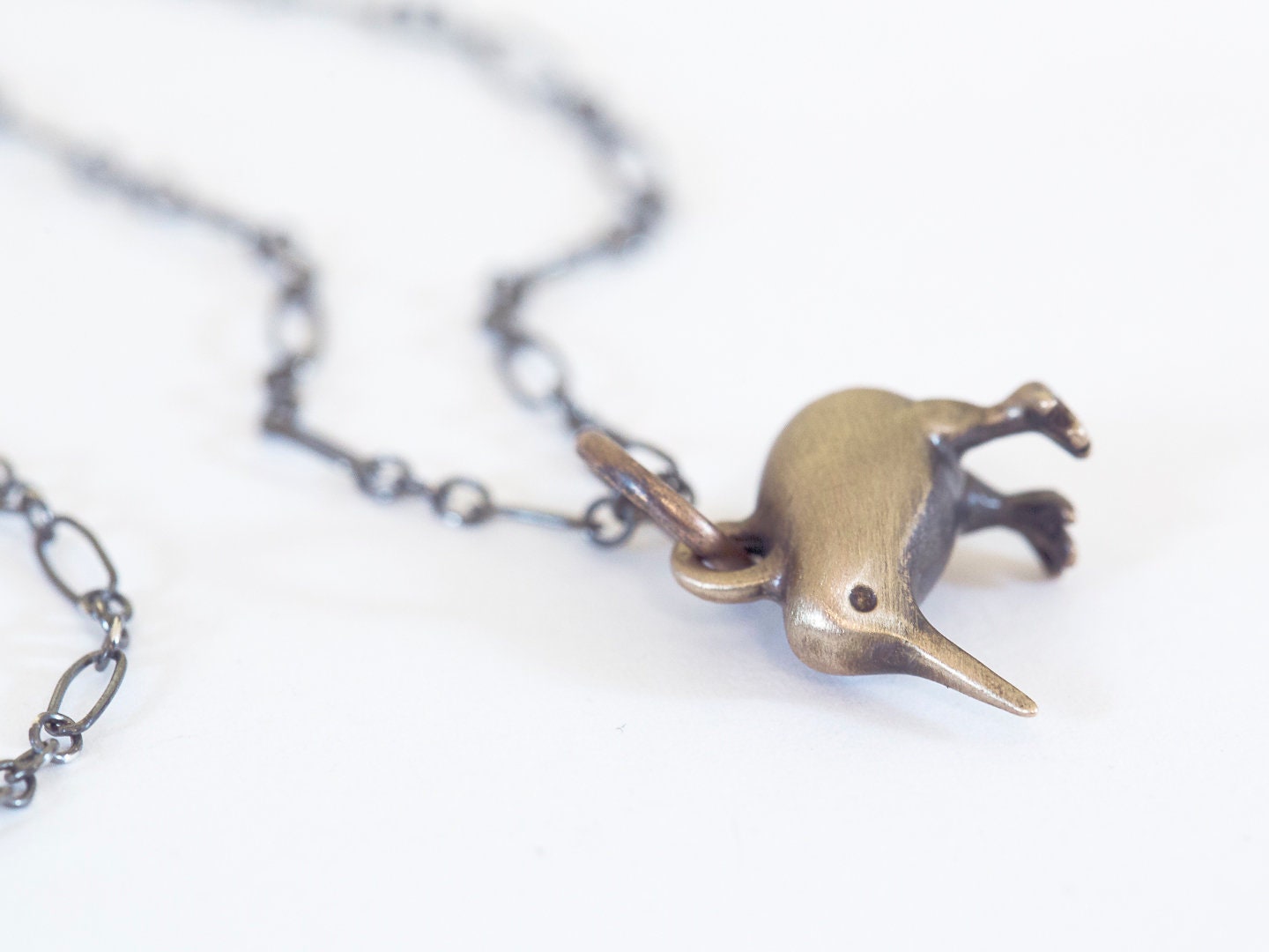Kiwi Necklace!! Handmade Kiwi Charm in Silver, 14k Gold, or