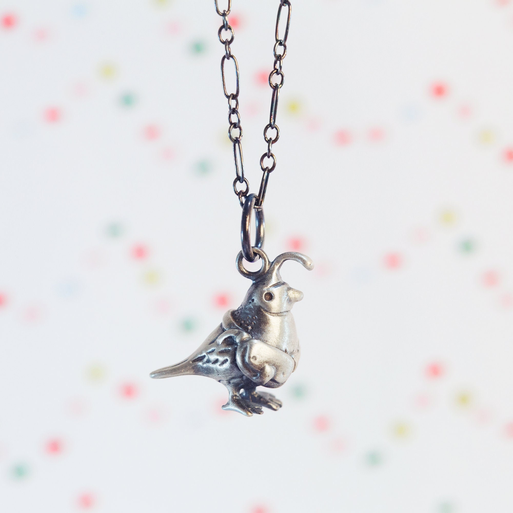 ウズラのネックレス！シルバー、ブロンズ、または14金で手作り 