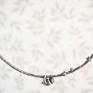 Elegant Sloth Necklace, Completely Handmade Long Sloth Necklace in Silver, Bronze, or Gold.