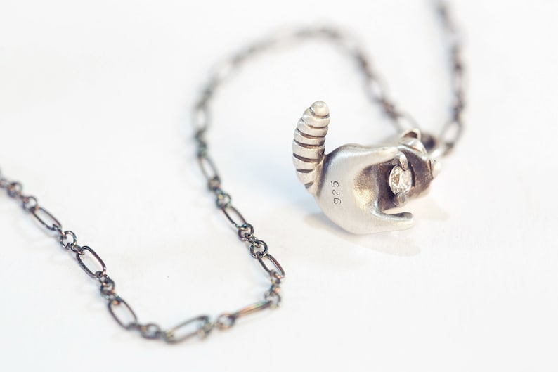 Greedy Raccoon Necklace Handmade in Solid Sterling Silver, Gold, or Bronze / Raccoon Pendant / Raccoon Charm / Trash Panda Necklace image 4
