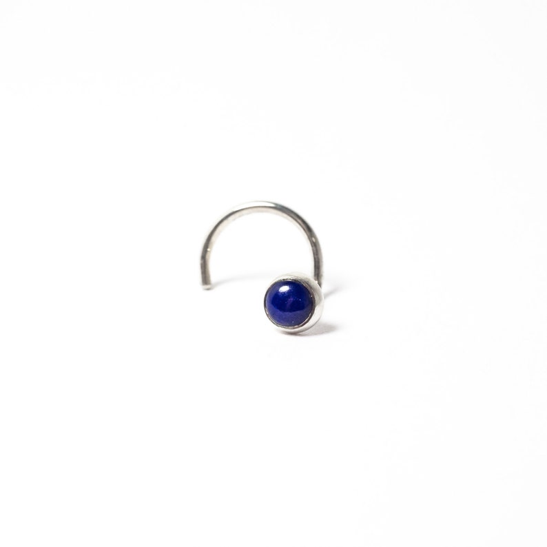 Luscious Little Lapis Nose Stud in a Solid Sterling Silver Bezel 3mm Cabochon