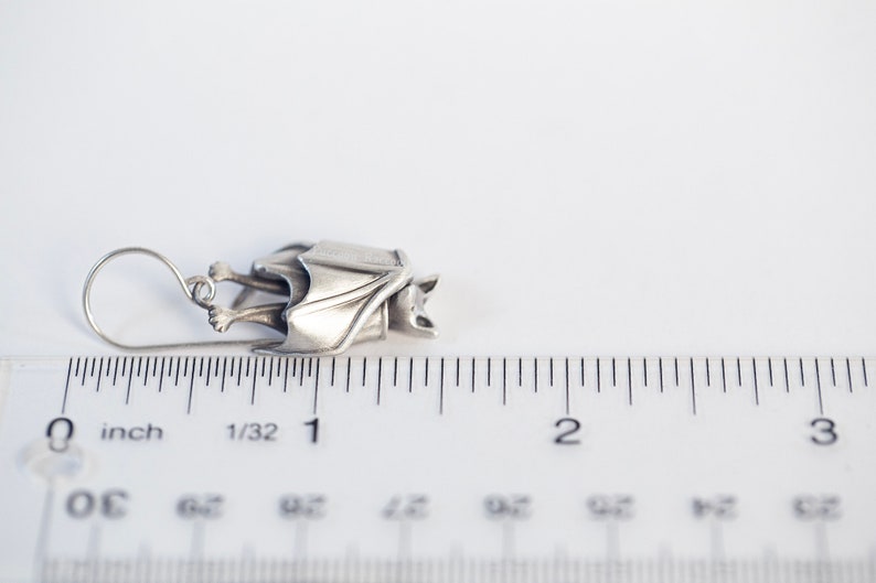 The Original Precious Handmade Sleeping Bat Earrings In Solid Sterling Silver, Gold, or Bronze image 8