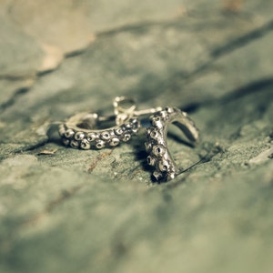 TINY TENTACLE HOOPS! Get a Single or Pair of Solid Sterling Silver Handmade Tentacle Hoop Earrings &lt;3