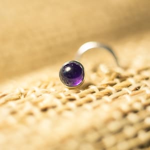Simple Silver 4mm Amethyst Cabochon Nose Stud