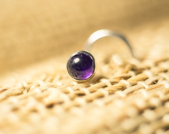 Simple Silver 4mm Amethyst Cabochon Nose Stud