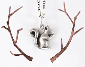 Squirrel Necklace!! Get Your Handmade Squirrel Pendant in Silver, 14k Gold, or Bronze! / Squirrel Pendant/ Squirrel Jewelry/ Squirrel Gift