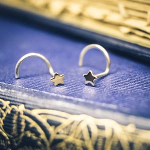 Adorable 14K Gold or Solid Sterling Silver 3mm Little Star Nose Stud/ Tragus Piercing