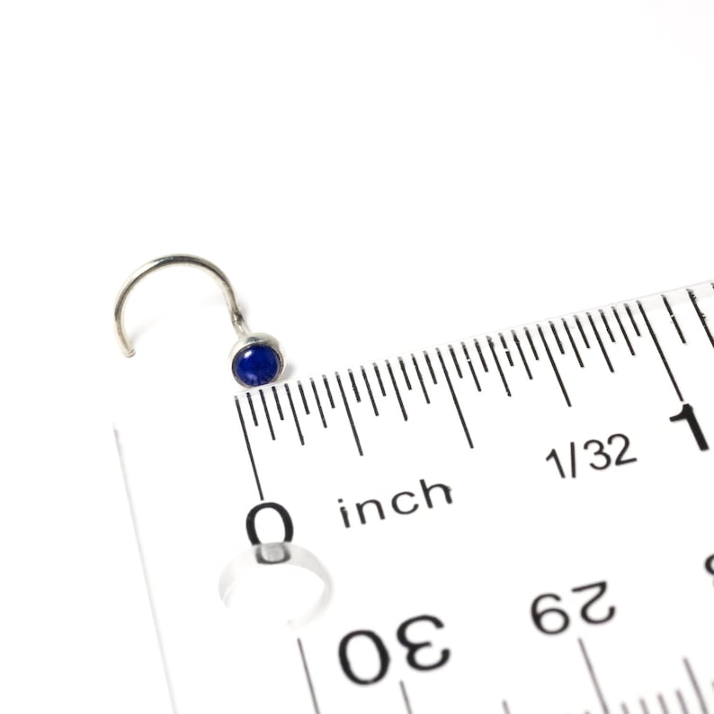 Luscious Little Lapis Nose Stud in a Solid Sterling Silver Bezel 3mm Cabochon