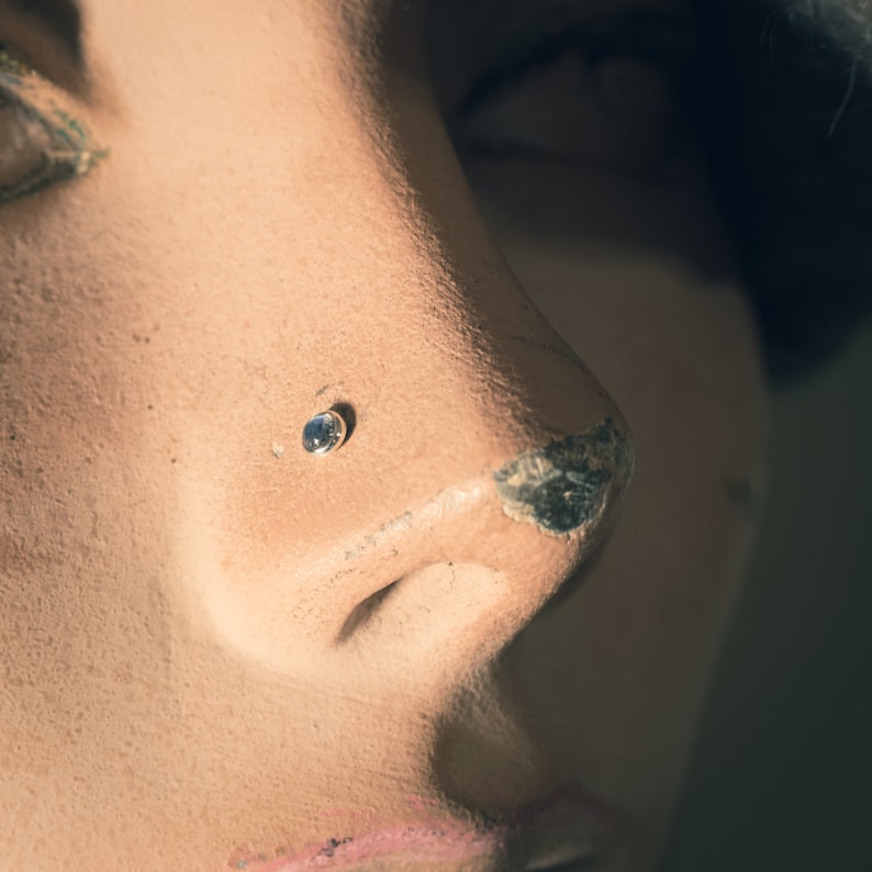 Luscious Little Lapis Nose Stud in a Solid Sterling Silver Bezel 3mm Cabochon