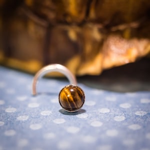 Handmade Bezel Set 4mm Tiger Eye Nose Stud In Silver