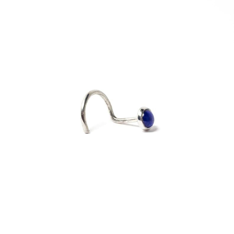 Luscious Little Lapis Nose Stud in a Solid Sterling Silver Bezel 3mm Cabochon