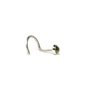 Little Peridot Nose Stud Bezel Set in Solid Sterling silver 3mm Cabochon image 3