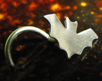 Twinkle Twinkle Little Bat Nose Stud in Sterling Silver / Individually Hand Cut and One of a Kind Bat Piercing