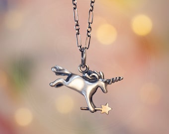 Even More Magical Unicorn Pendant, Handmade by Me in Silver, Bronze or Gold /Unicorn Necklace/Unicorn Charm/Girls necklace/ Handmade Unicorn