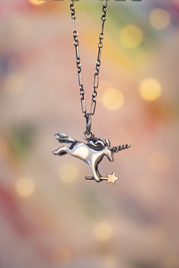 Unicorn Charm Sterling Silver Antiqued Finish Unicorn Charm Sterling Silver Antiqued Finish
