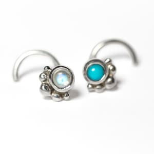 Cabochon Version of Choose Your Own 3mm Stone V Style Silver Nose Stud image 2