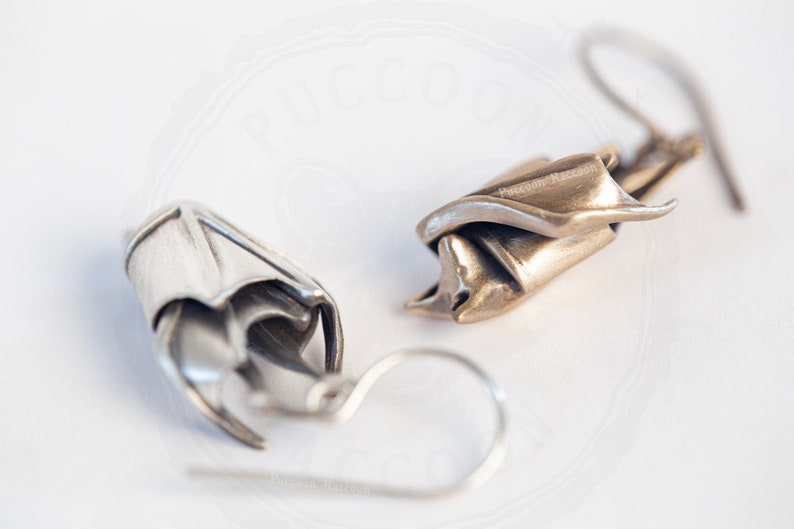 The Original Precious Handmade Sleeping Bat Earrings In Solid Sterling Silver, Gold, or Bronze image 6