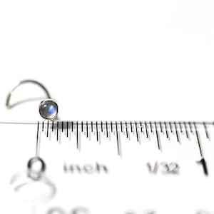 Little 3mm Rainbow Moonstone Nose Stud That's Carefully Bezel Set In Silver Stunning Blue Flash Included image 4