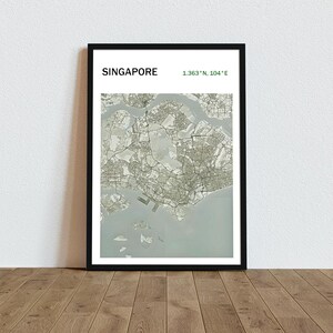 SINGAPORE map poster Hometown City Print Modern Home Decor Office Decoration Wall Art Dorm Bedroom Gift