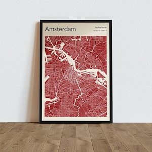 Amsterdam Map Print, Amsterdam Map Gift, Map Of Amsterdam City Map Prints, Amsterdam City Map Print,