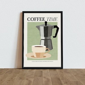Retro Kaffee Poster, Kaffee Time, Kaffeebar Kunstdruck, Moderne Küche Wandkunst | Vintage Kaffee Poster | Küchen Kunstdruck für Kaffeeliebhaber