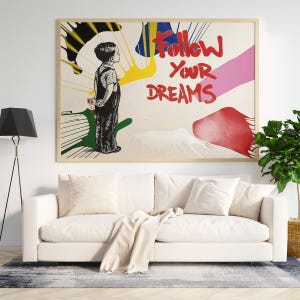 Banksy Follow Your Dreams Art Graffiti, Art Canvas
