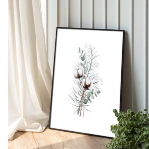 Cotton Wall Art, Cotton Art Print, Floral Painting, Cotton Home Decor, Cotton Wall Decor, White Home Decor, Oil painting
