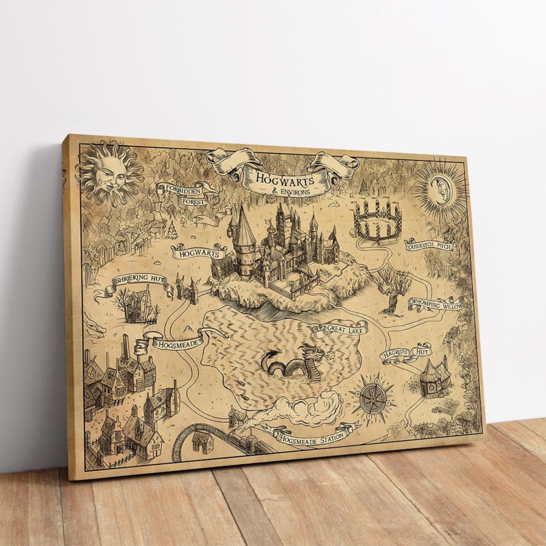 Vintage Fantasy World Map Poster – Antique Adventure Illustration Art ...