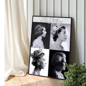 Queen Elizabeth II Framed Print Portrait British Queen framed print wall art Queen Elizabeth II signature Portrait art poster