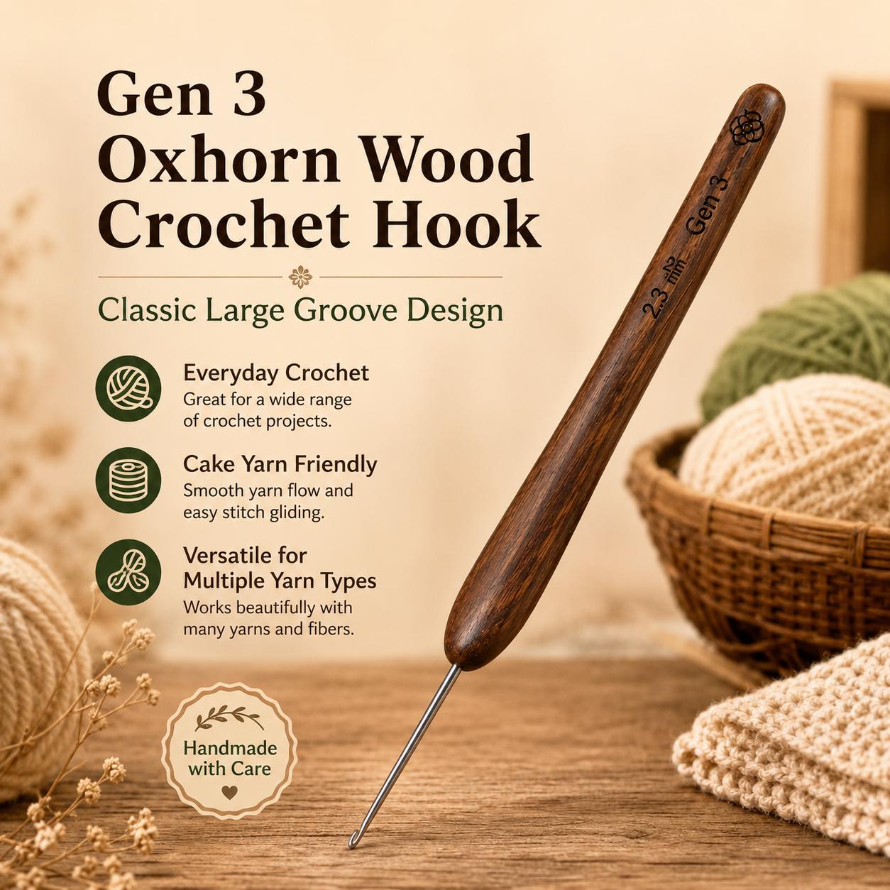 Qi Zhen Fang Gen 3 Oxhorn Wood Crochet Hook, Hand-polished Tip - Etsy