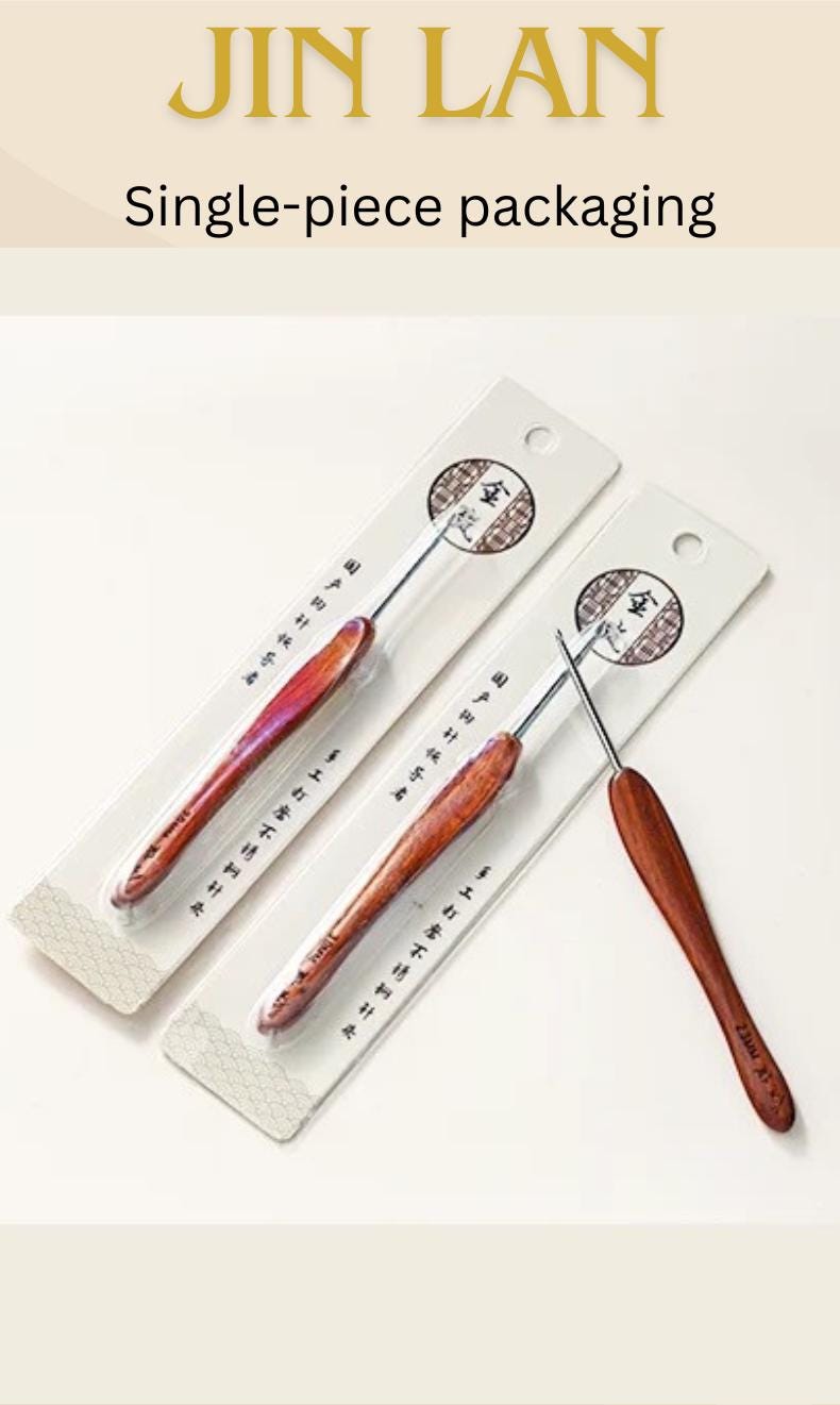 Jin Lan Crochet Hook, Ergonomic Wooden Handle, Stainless Steel - Etsy