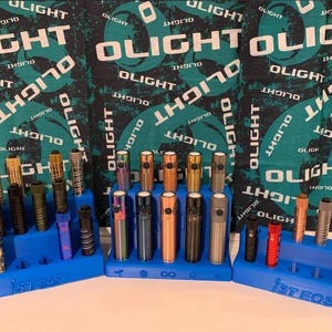 O-light 18 POSITION Triple deck stand  fits I3t and most AA battery flashlights, color options Glow in the dark