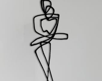 Abstrakte Paar-Metallwand-Kunst, modernes minimalistisches Liniendekor