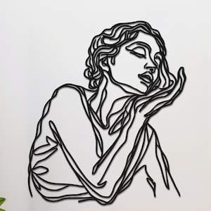 Modern Metal Woman Line Art – Minimalist Wall Sculpture