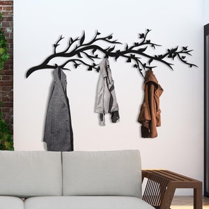Perchero de pared moderno con forma de rama de árbol, organizador extragrande para entrada, ganchos decorativos, soporte para bolsos, perchero, ganchos de pared, idea de regalo única