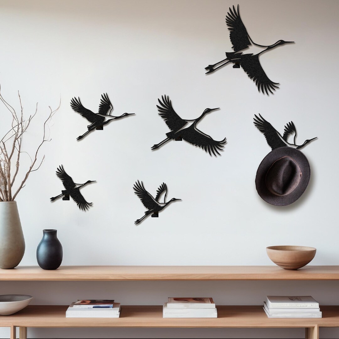 Lot De 6 Crochets Muraux Oiseaux En Métal : Porte-manteau Décoratif Moderne - France