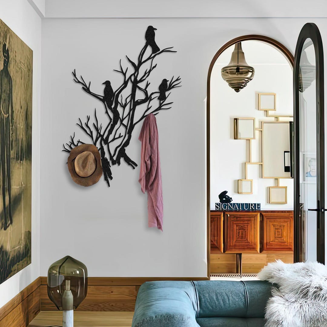 Crows Racks Crow Metal Wall Hooks, Bird Branch Coat Rack, Tree Wall Organizer With ...