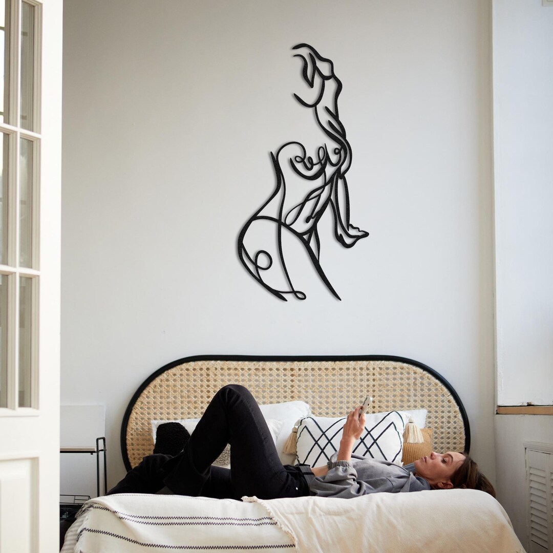 Modern Minimalist Naked Women Body, Metal Wall Decor, Feminin Eline Art ...