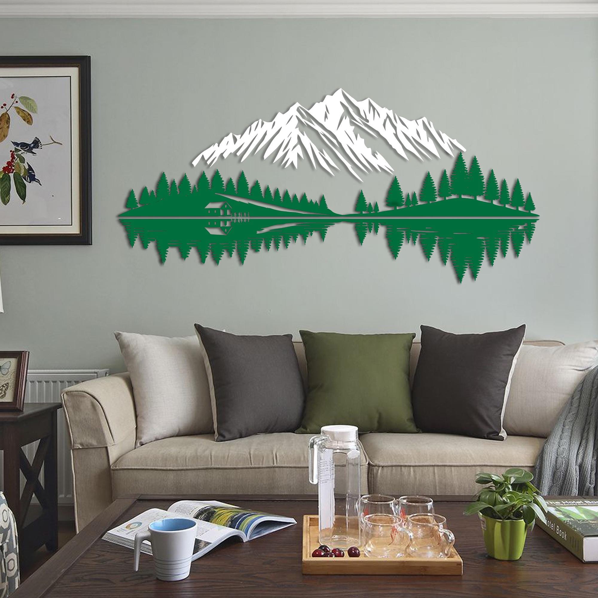 Mountain Forest Metal Wall Art: Cabin Decor, Nature Silhouette - Etsy