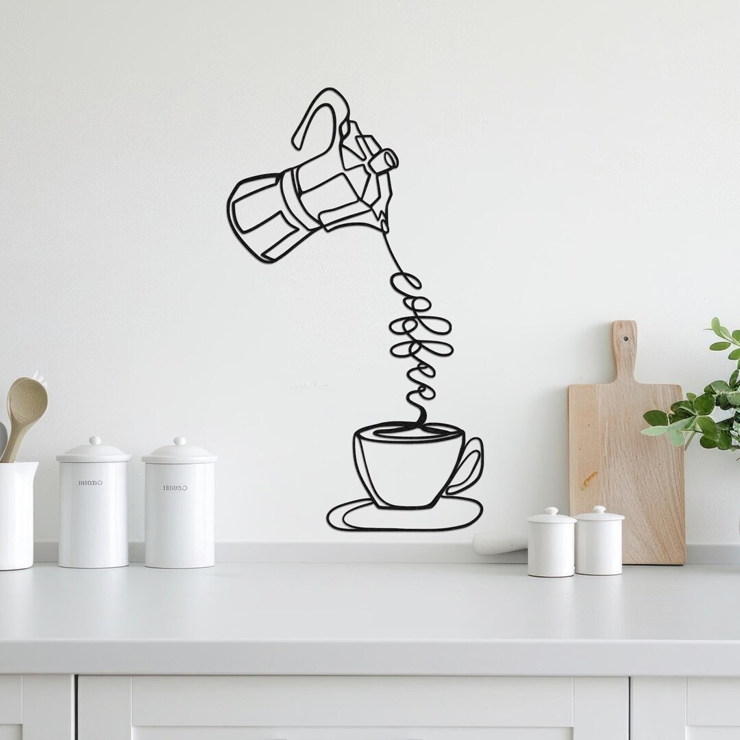 Modern Metal Coffee Wall Art: Line Art Kitchen Decor - Etsy UK