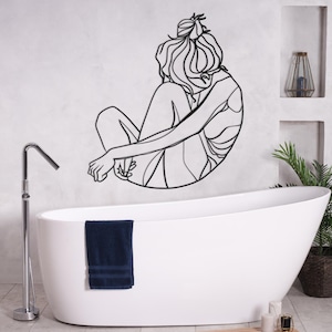 Abstract Metal Woman Figure Wall Art: Modern Line Sculpture