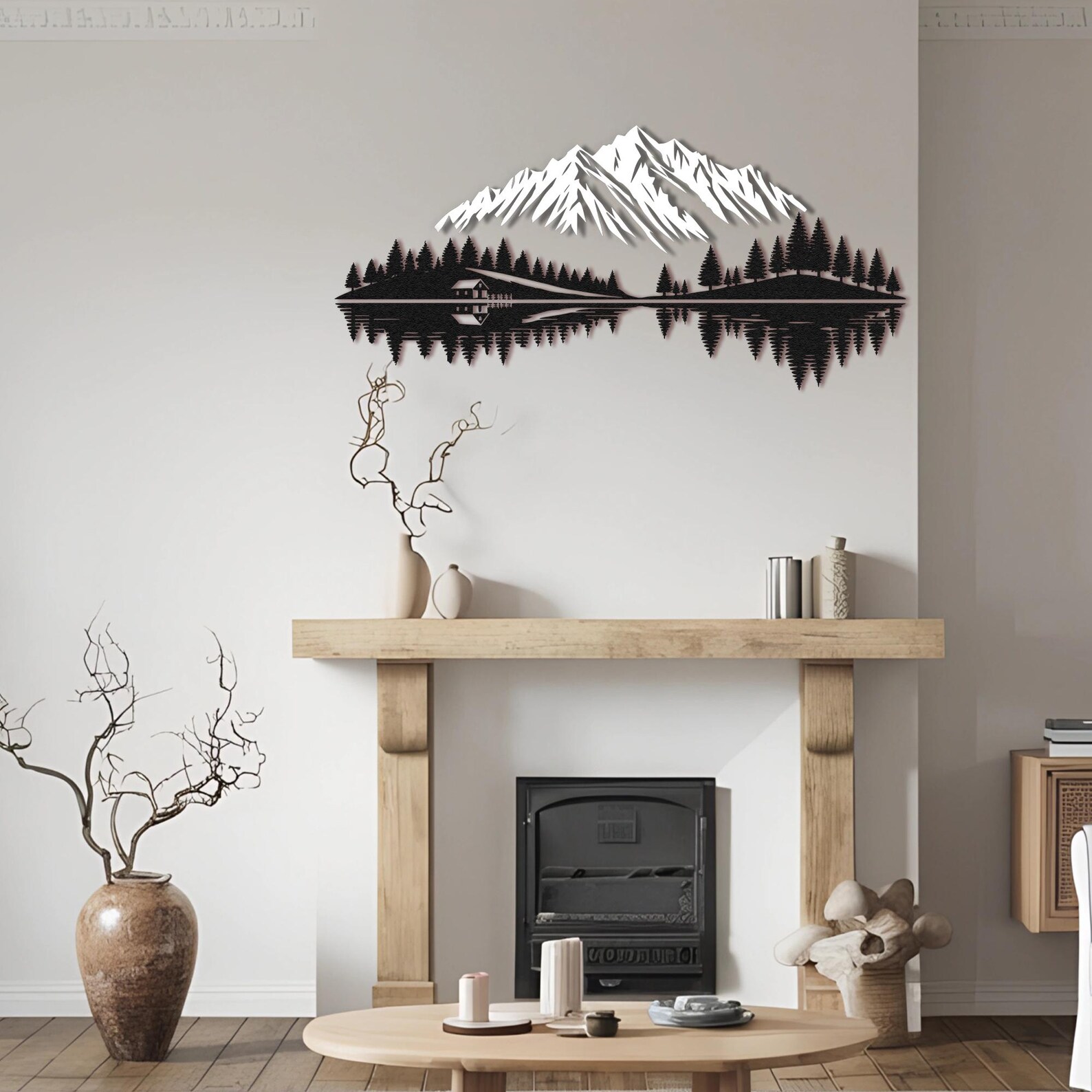 Mountain Forest Metal Wall Art: Cabin Decor, Nature Silhouette - Etsy