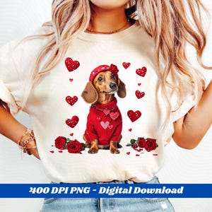 Dackel Hund PNG - Dackel Valentinstag Clipart, niedlicher Weiner Hund in der Herz Brille, rosa Liebe Welpen Design zum Basteln