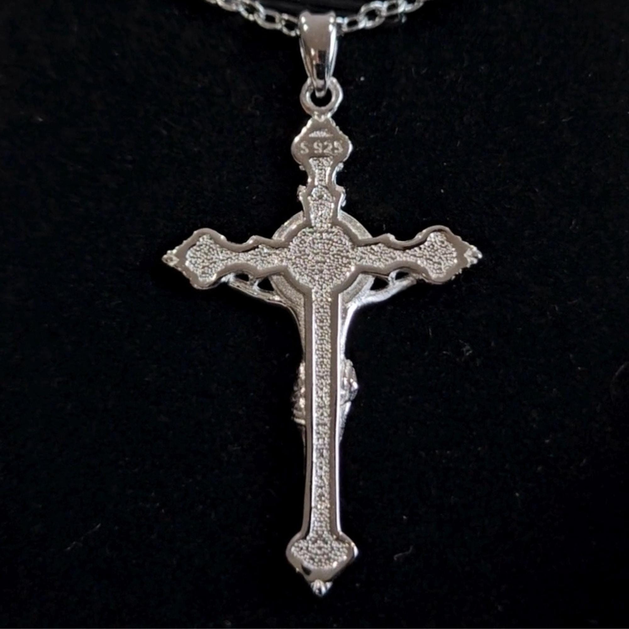 Crucifix Pendant Necklace With Saint Benedict Medal – Sterling Silver ...