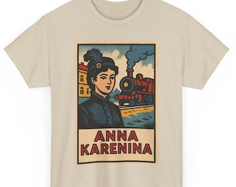 Camiseta unisex de estilo retro con temática de cómic de Ana Karenina, camiseta gráfica vintage de literatura rusa de León Tolstoi, camiseta de tragedia audaz, regalo para amantes de los libros.