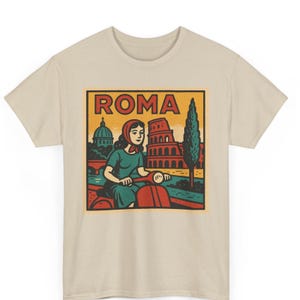 Roma Retro Comic Unisex T-Shirt | Vintage Italy Travel Graphic Tee | Roman History Lover Gift for Him Her | Bold Mediterranean Streetwear
